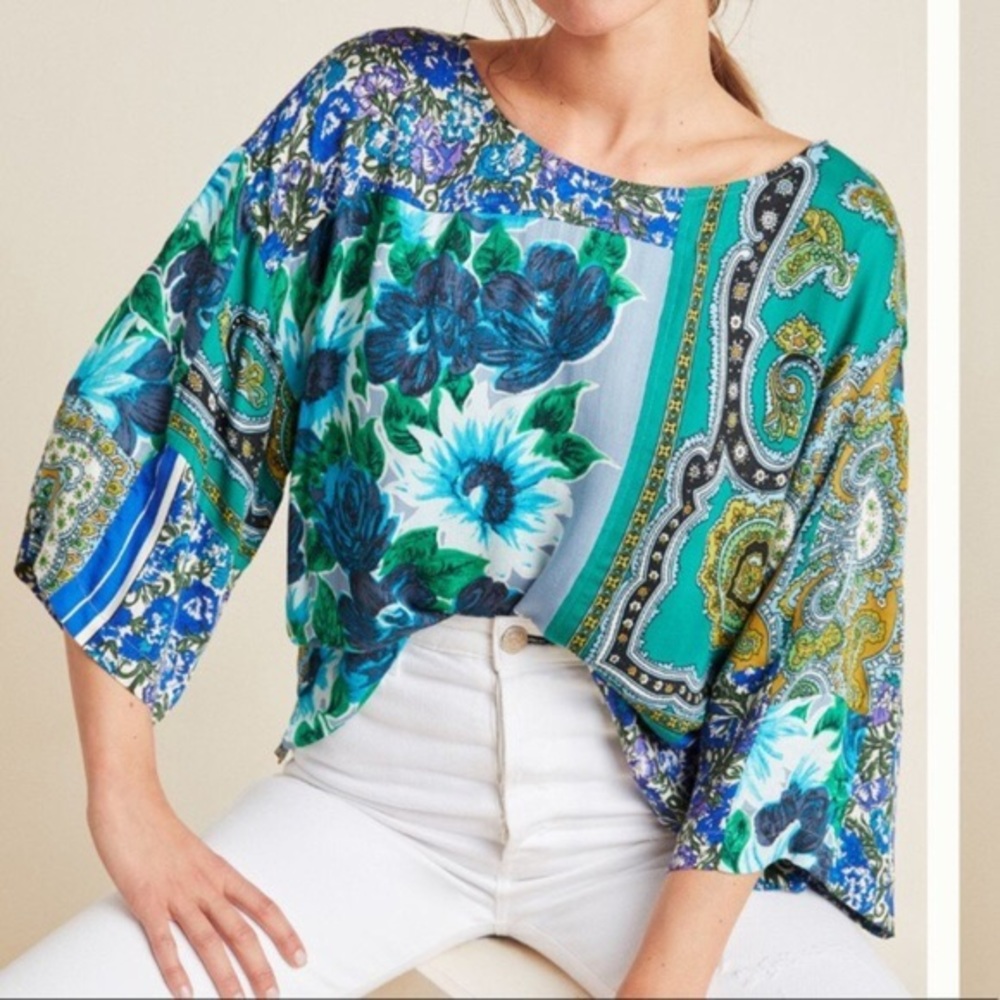 Anthropologie Tiny Ellery Mixed Print Blouse